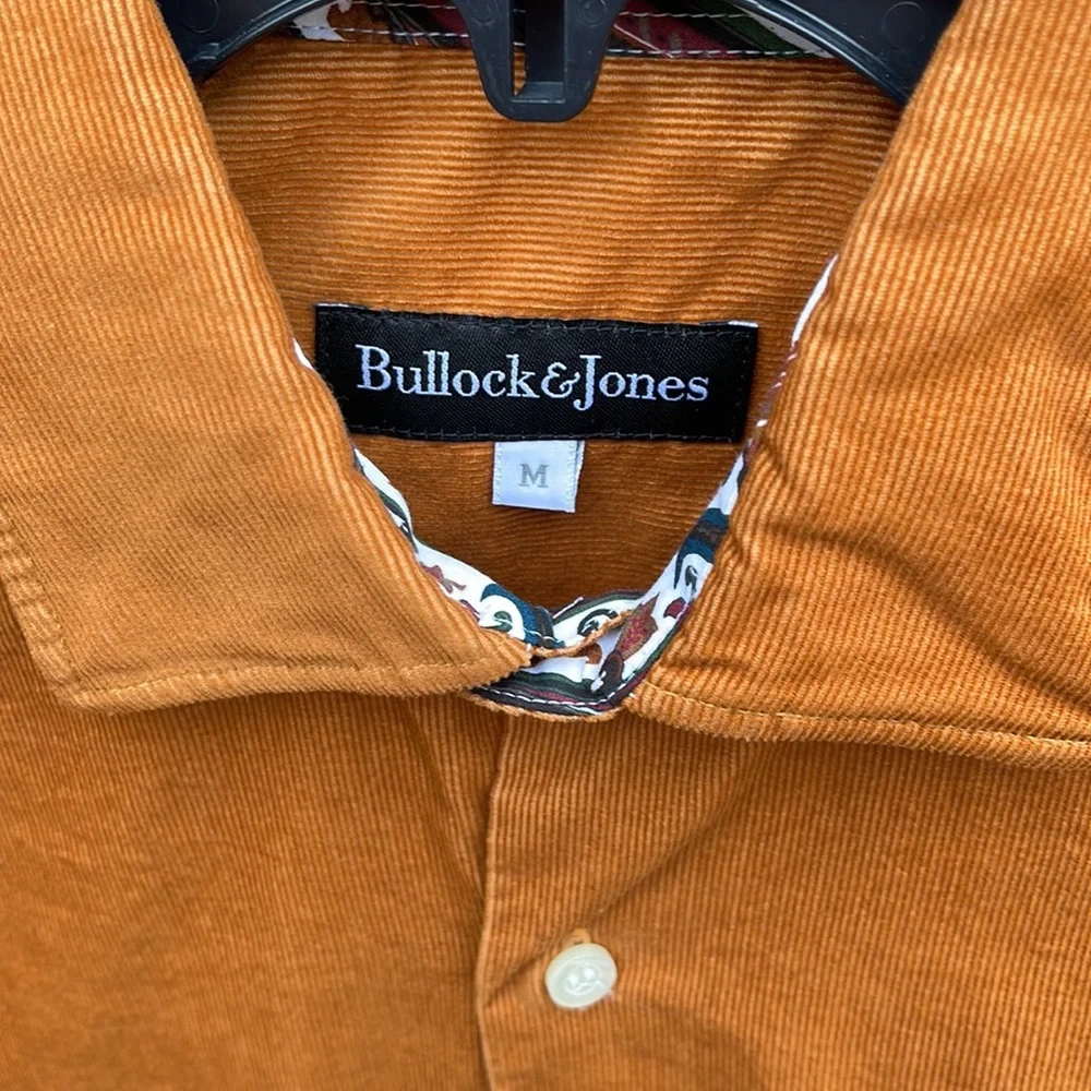 Bullock & Jones Corduroy Shirt Medium Mustard Spice Tan Office Button Front LS - Picture 2 of 6